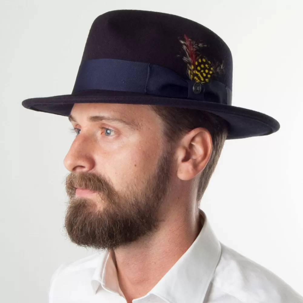 Chapeaux Trilby | Chapeaux Fedora^Jaxon & James Chapeau Fedora en Laine Feutrée Déformable C-Crown bleu marine JAXON & JAMES