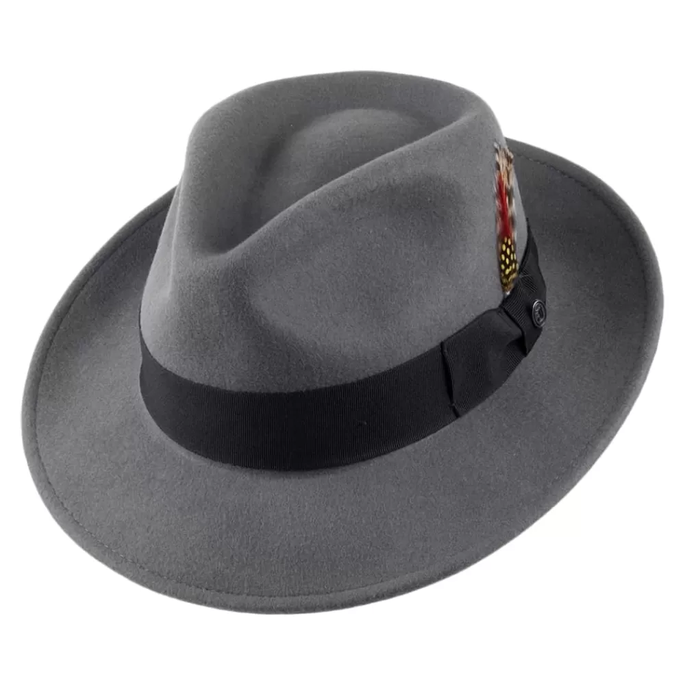 Chapeaux Trilby | Chapeaux Fedora^Jaxon & James Chapeau Fedora en Laine Feutrée Déformable C-Crown gris JAXON & JAMES