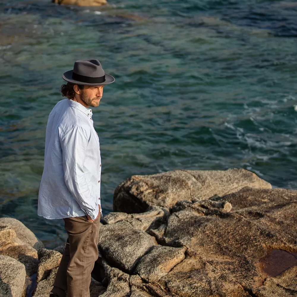 Chapeaux Trilby | Chapeaux Fedora^Jaxon & James Chapeau Fedora en Laine Feutrée Déformable C-Crown gris JAXON & JAMES