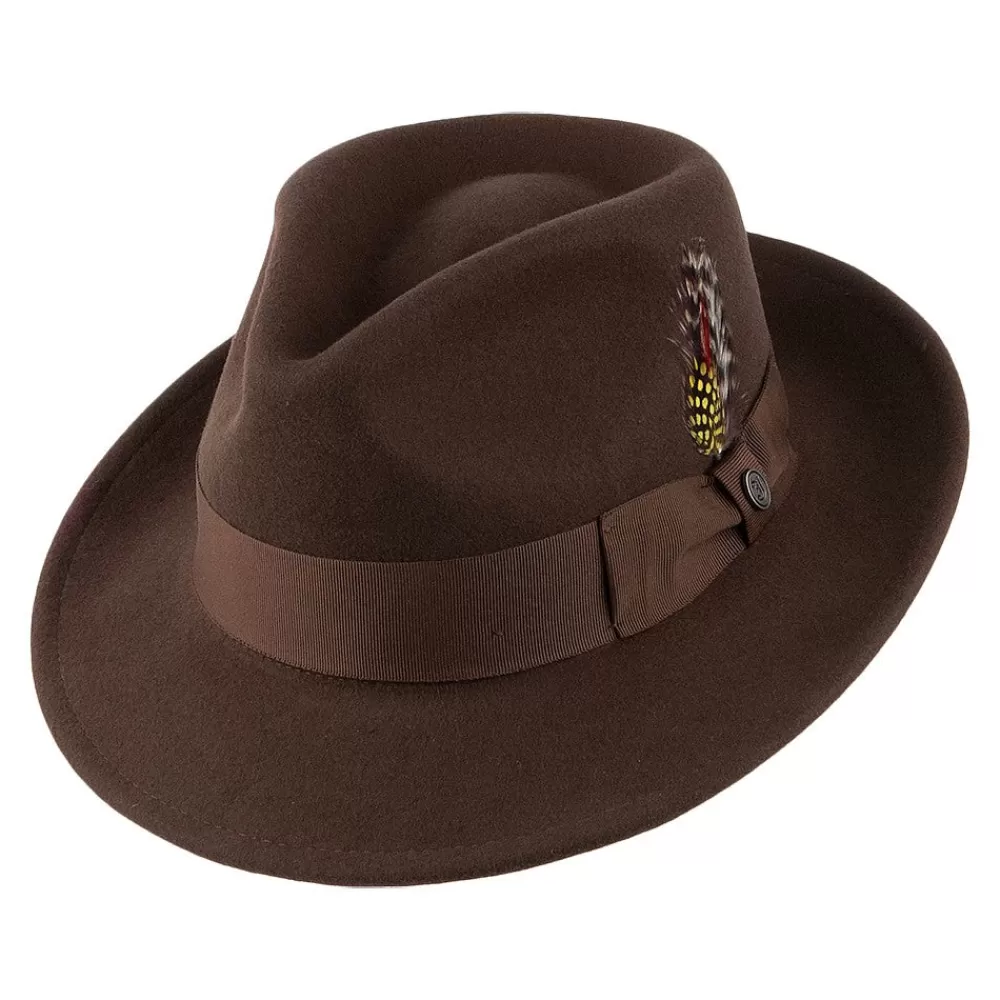 Chapeaux Trilby | Chapeaux Fedora^Jaxon & James Chapeau Fedora en Laine Feutrée Déformable C-Crown marron JAXON & JAMES