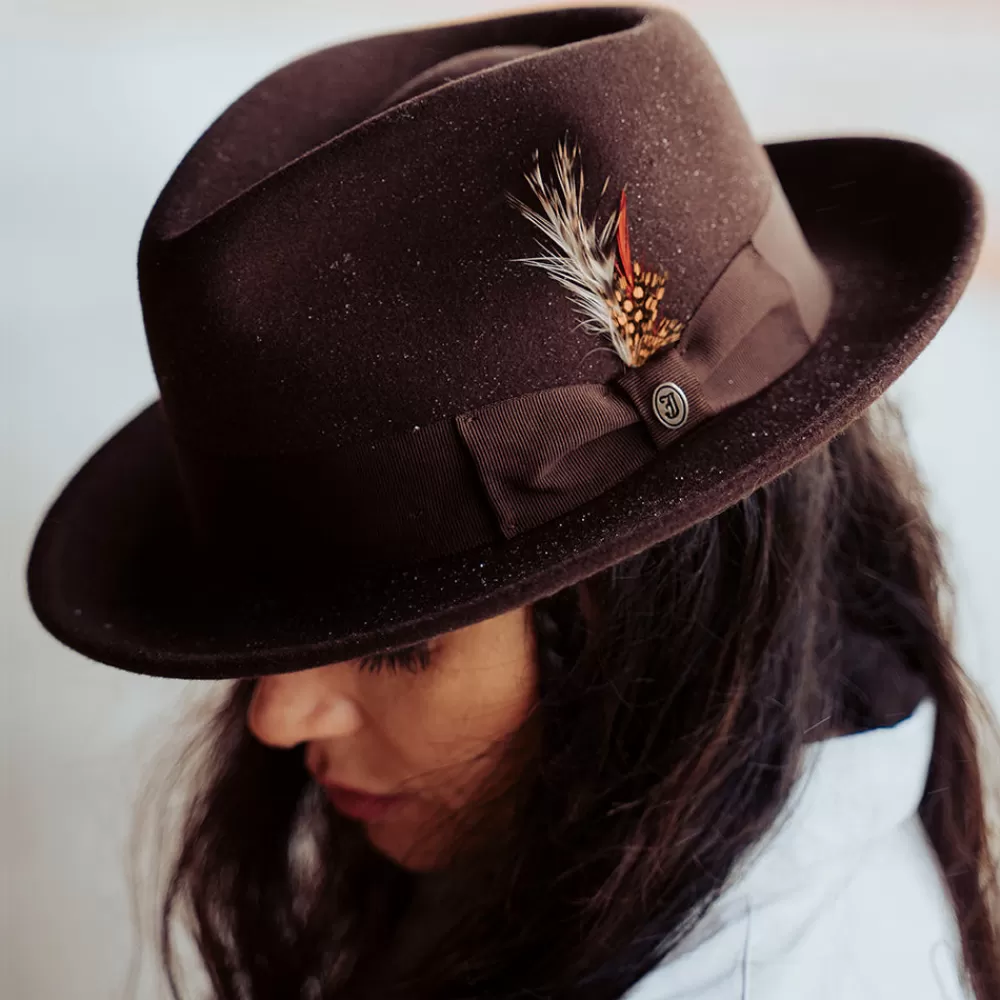 Chapeaux Trilby | Chapeaux Fedora^Jaxon & James Chapeau Fedora en Laine Feutrée Déformable C-Crown marron JAXON & JAMES