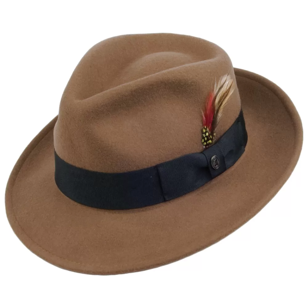 Chapeaux Trilby | Chapeaux Fedora^Jaxon & James Chapeau Fedora en Laine Feutrée Déformable C-Crown noix de pécan JAXON & JAMES