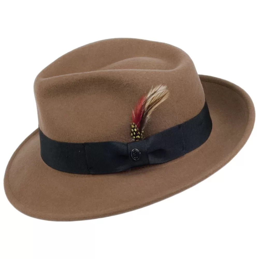 Chapeaux Trilby | Chapeaux Fedora^Jaxon & James Chapeau Fedora en Laine Feutrée Déformable C-Crown noix de pécan JAXON & JAMES