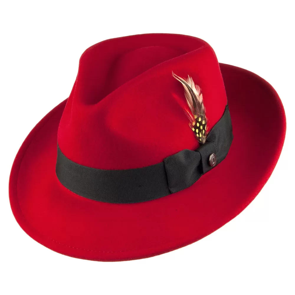 Chapeaux Trilby | Chapeaux Fedora^Jaxon & James Chapeau Fedora en Laine Feutrée Déformable C-Crown rouge JAXON & JAMES