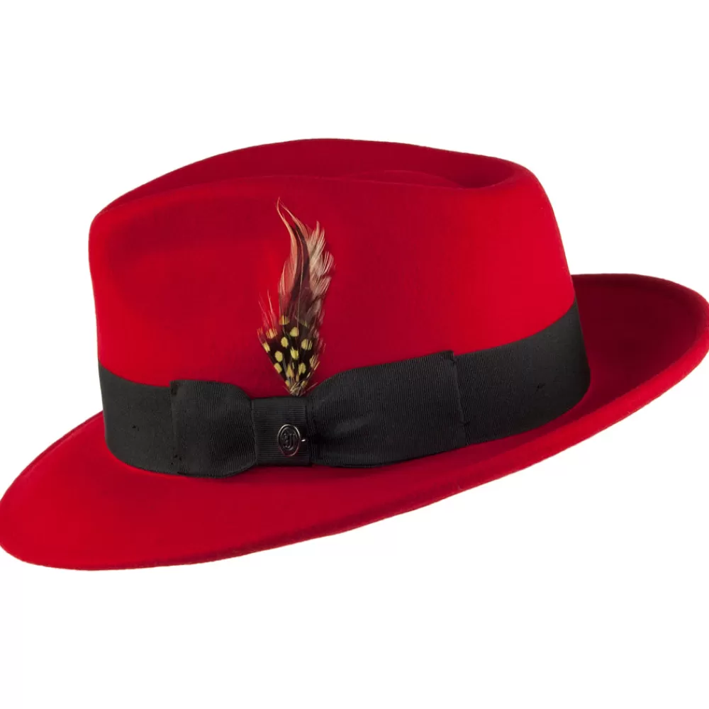 Chapeaux Trilby | Chapeaux Fedora^Jaxon & James Chapeau Fedora en Laine Feutrée Déformable C-Crown rouge JAXON & JAMES
