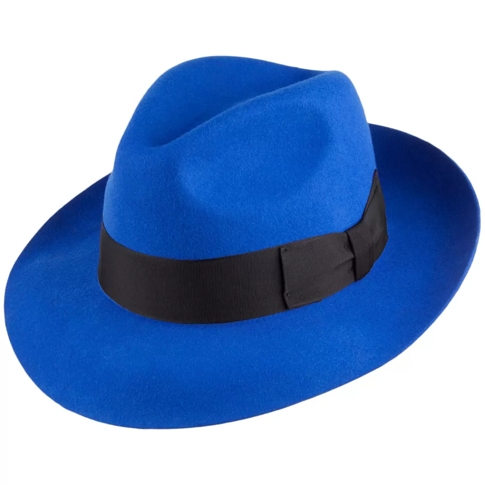 Chapeaux Trilby | Chapeaux Fedora^Denton Chapeau Fedora en Laine Feutrée Mayfair bleu cobalt