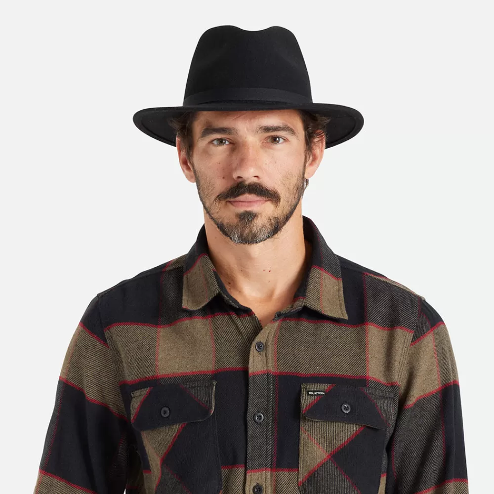 Chapeaux Trilby | Chapeaux Fedora^Brixton Chapeau Fedora en Laine Feutrée Pliable Messer noir