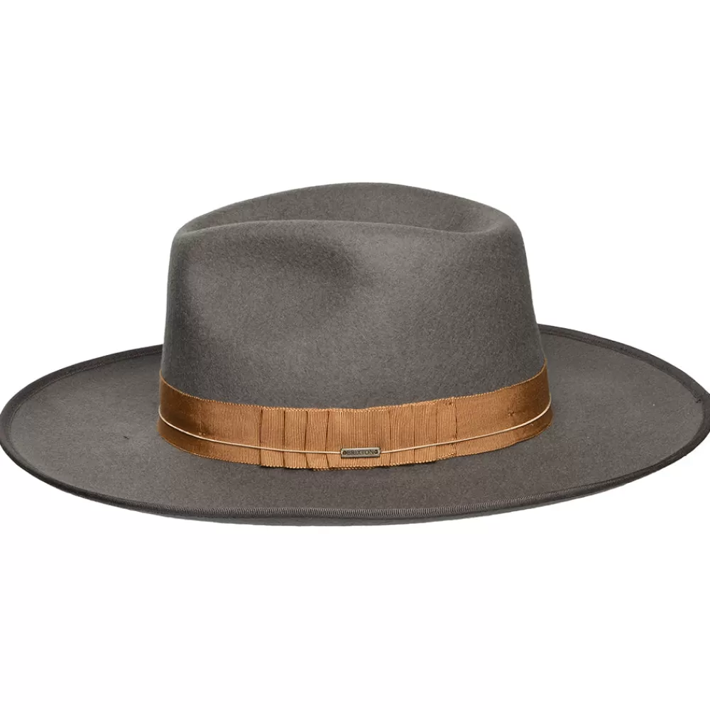 Chapeaux Trilby | Chapeaux Fedora^Brixton Chapeau Fedora en Laine Feutrée Reno gris foncé