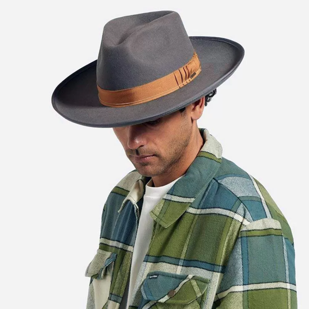 Chapeaux Trilby | Chapeaux Fedora^Brixton Chapeau Fedora en Laine Feutrée Reno gris foncé