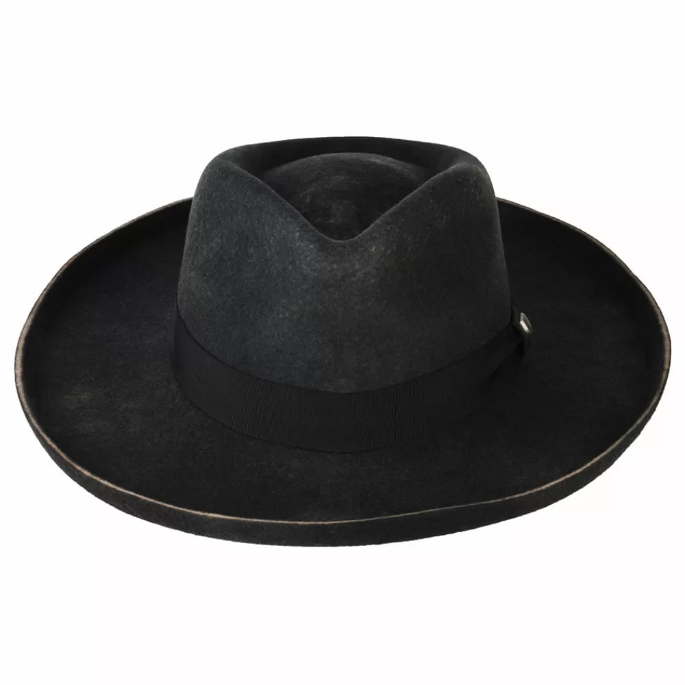 Chapeaux Trilby | Chapeaux Fedora^Brixton Chapeau Fedora en Laine Feutrée Victoria noir délavé