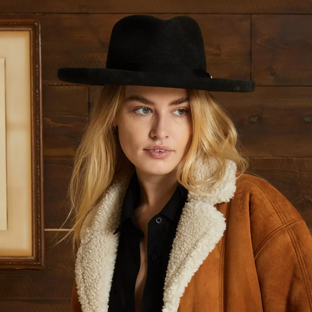 Chapeaux Trilby | Chapeaux Fedora^Brixton Chapeau Fedora en Laine Feutrée Victoria noir délavé