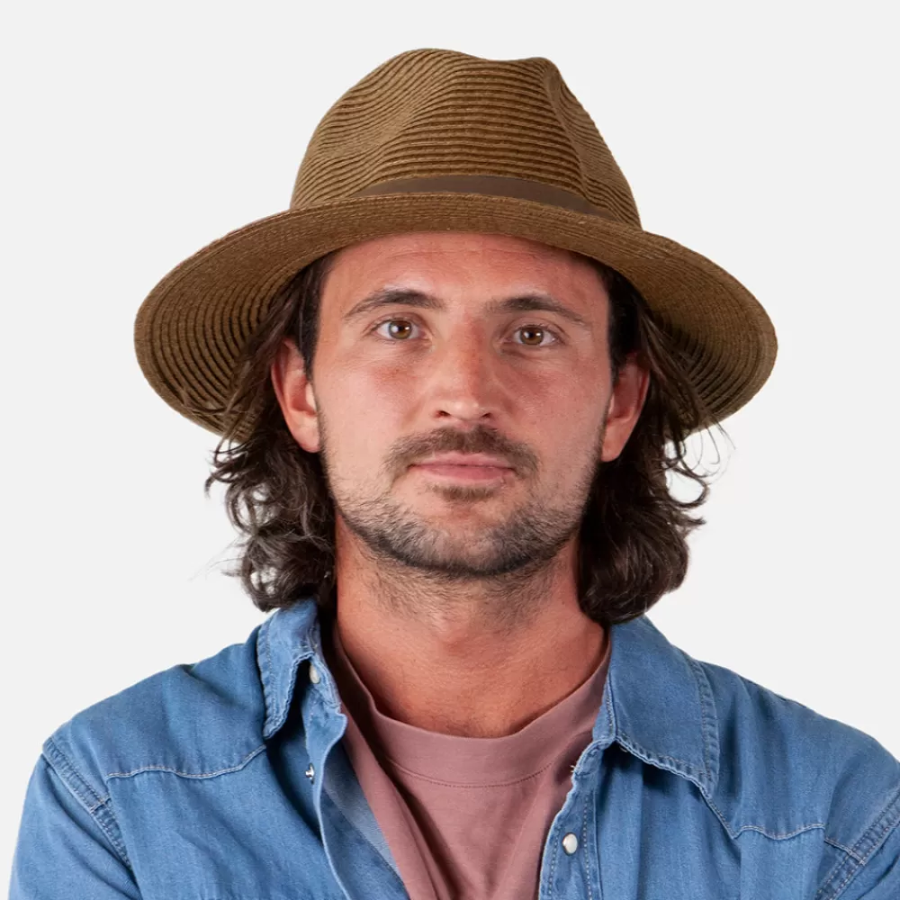 Chapeaux Trilby | Chapeaux Fedora^Barts Chapeau Fedora en Paille Toyo Aveloz marron foncé