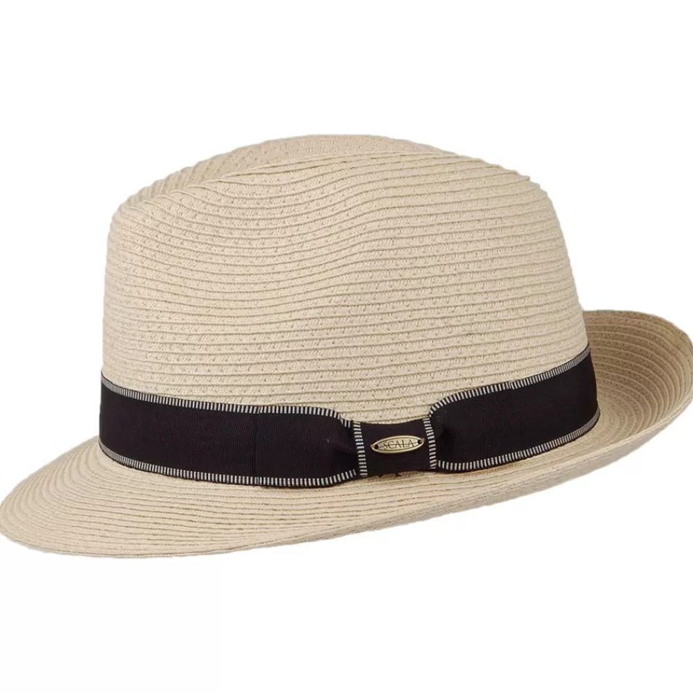 Chapeaux Trilby | Chapeaux Fedora^Scala Chapeau Fedora en Paille Toyo Tressage Fin Wyatt naturel