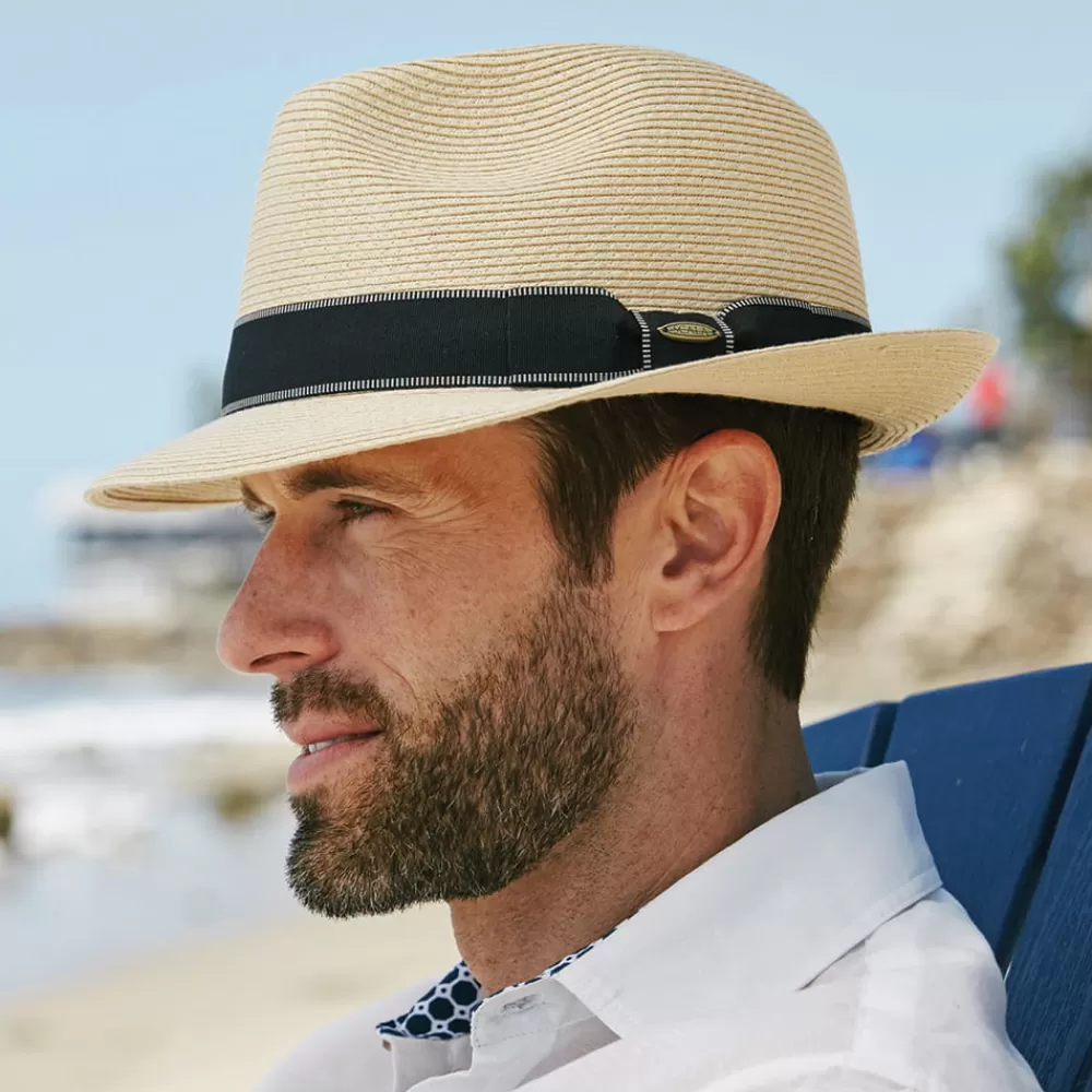 Chapeaux Trilby | Chapeaux Fedora^Scala Chapeau Fedora en Paille Toyo Tressage Fin Wyatt naturel