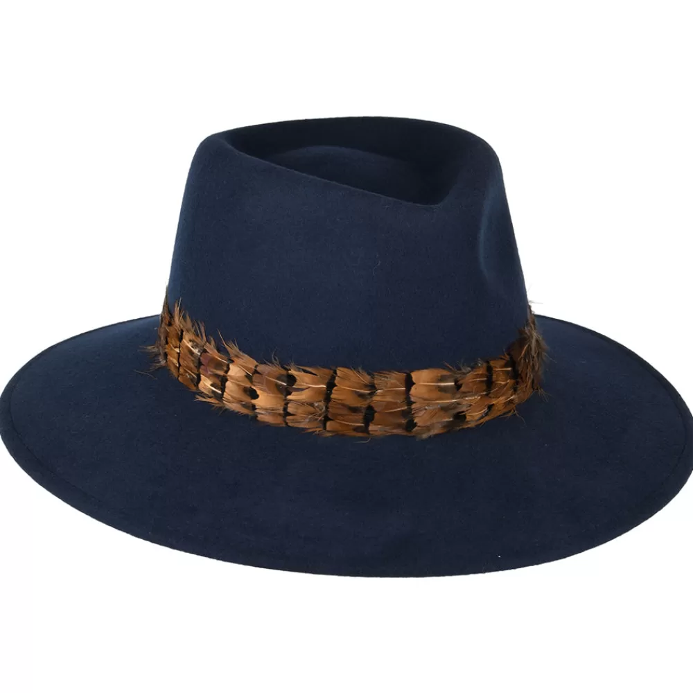 Chapeaux Trilby | Chapeaux Fedora^Failsworth Chapeau Fedora Hydrofuge avec Plume bleu marine