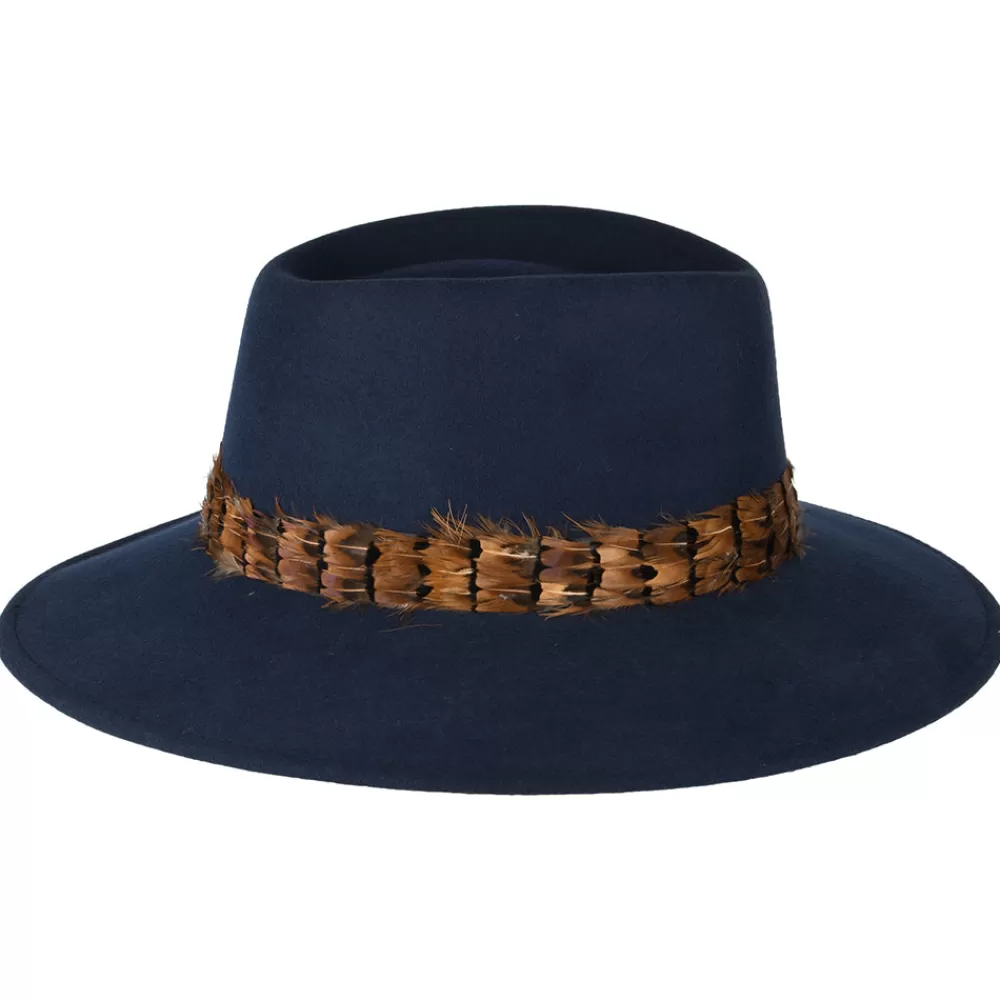 Chapeaux Trilby | Chapeaux Fedora^Failsworth Chapeau Fedora Hydrofuge avec Plume bleu marine