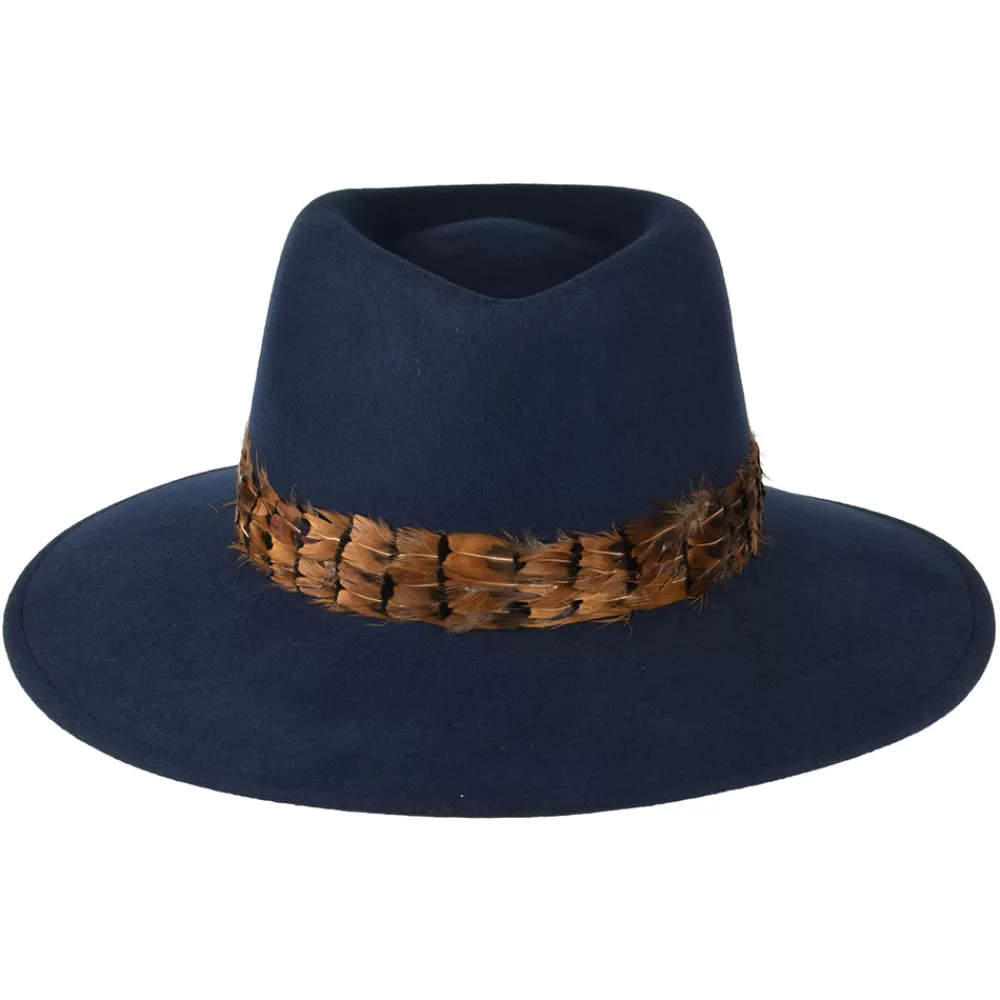 Chapeaux Trilby | Chapeaux Fedora^Failsworth Chapeau Fedora Hydrofuge avec Plume bleu marine
