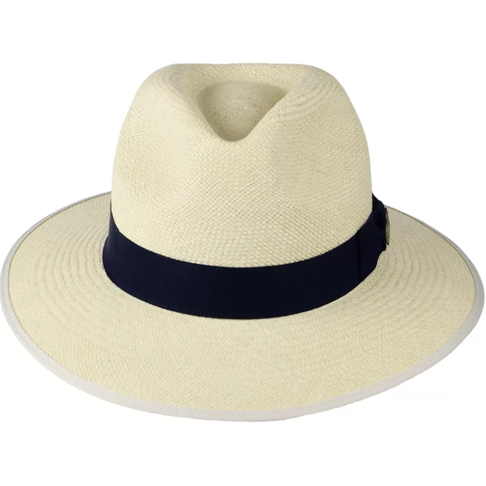 Chapeaux Trilby | Chapeaux Fedora^Christys Chapeau Fedora Panama à Bord Baissé Bandeau bleu marine Superfine semi-décoloré
