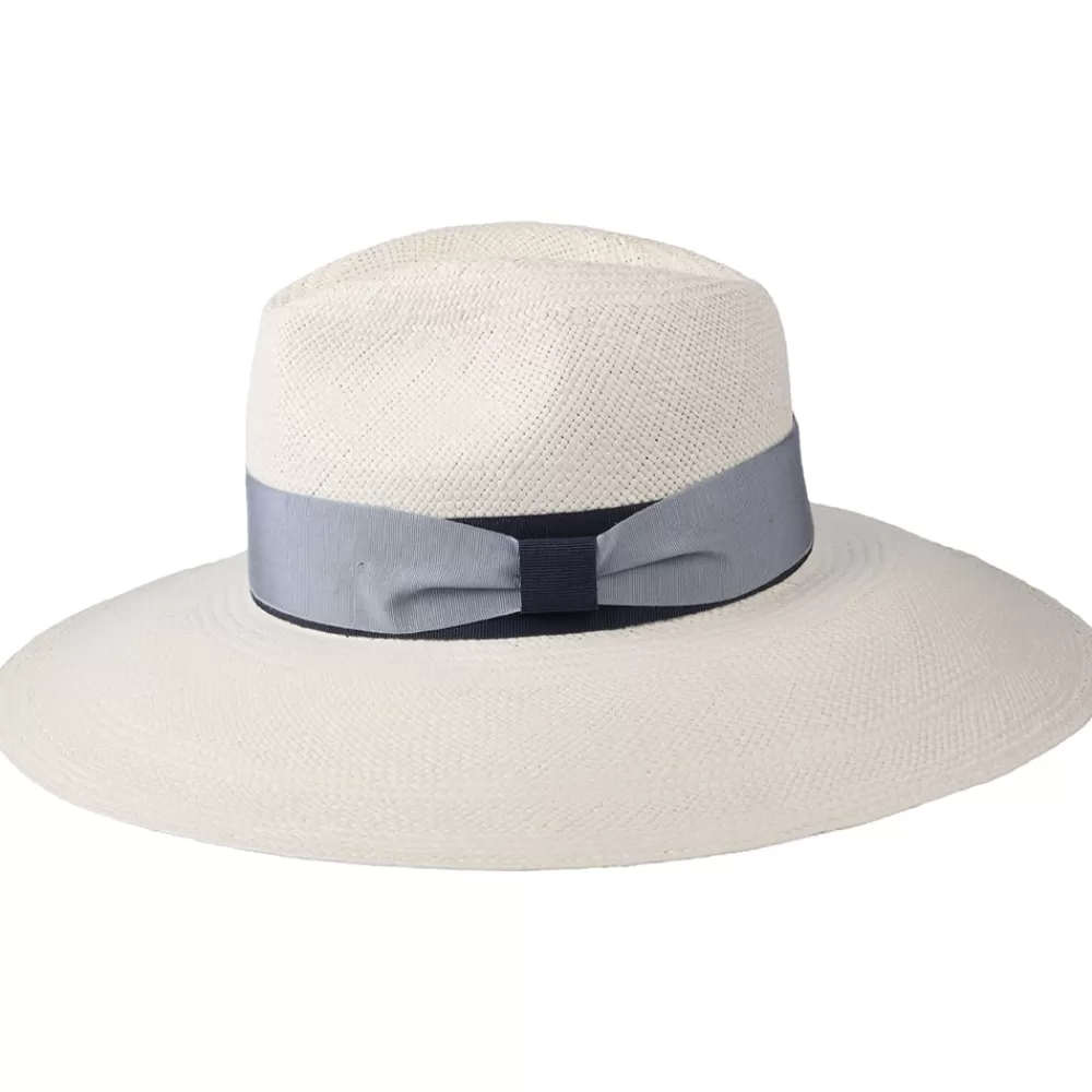 Chapeaux Trilby | Chapeaux Fedora^Christys Chapeau Fedora Panama à Bord Large Bandeau Bicolore Bleu Valegro décoloré