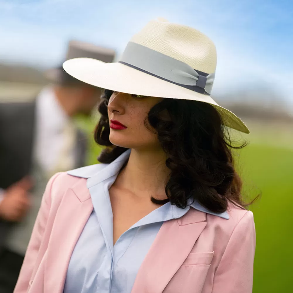 Chapeaux Trilby | Chapeaux Fedora^Christys Chapeau Fedora Panama à Bord Large Bandeau Bicolore Bleu Valegro décoloré