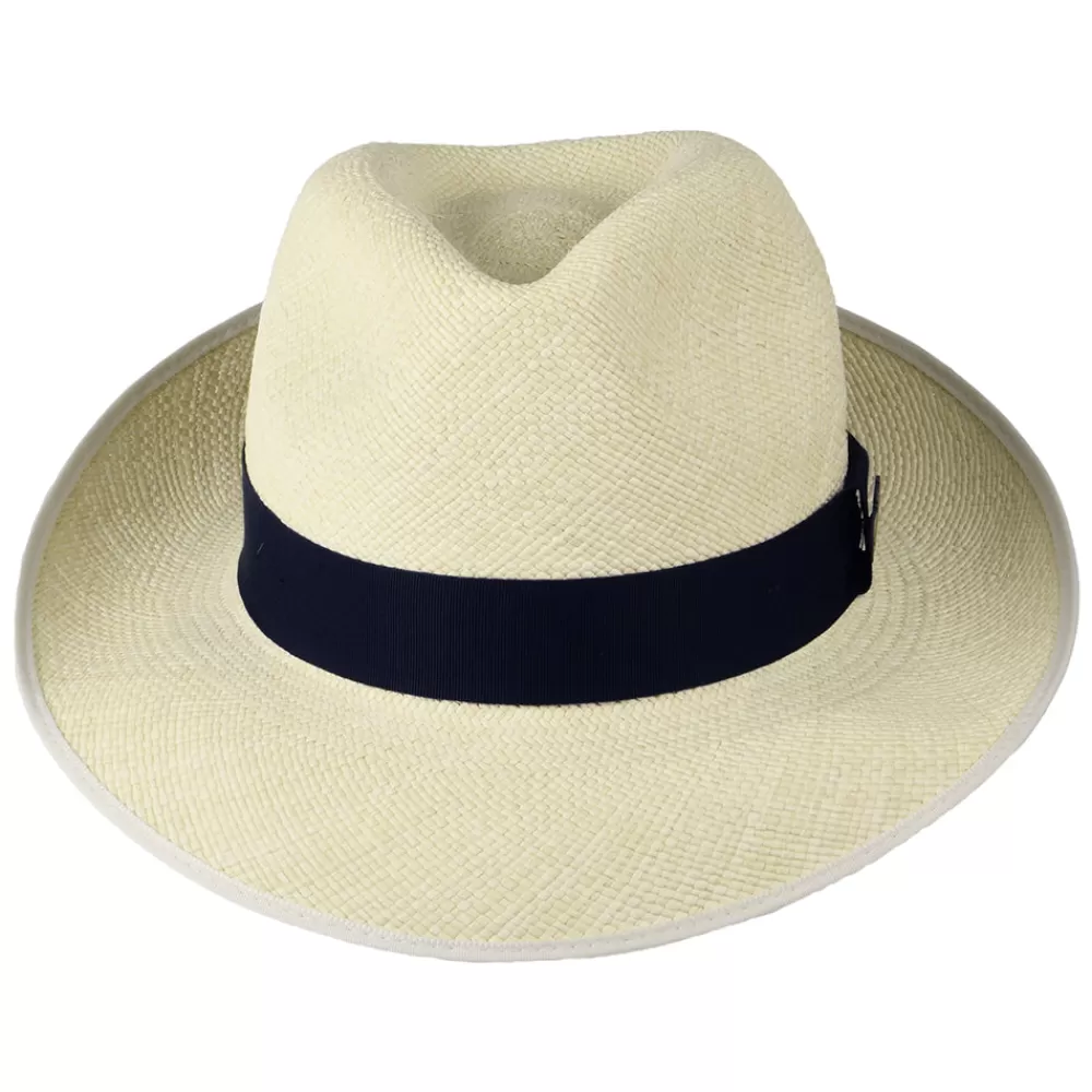 Chapeaux Trilby | Chapeaux Fedora^Christys Chapeau Fedora Panama avec Bandeau bleu marine Classic Preset semi-décoloré