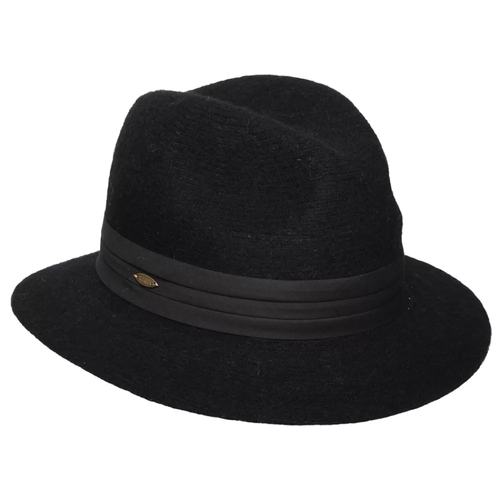 Chapeaux Hiver | Chapeaux Trilby^Scala Chapeau Fedora Pliable en Angora Mélangé India noir