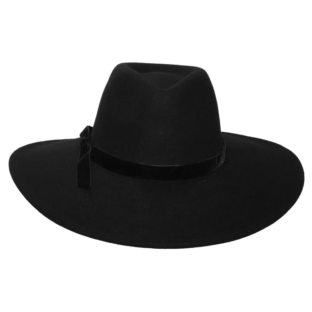 Chapeaux Trilby | Chapeaux Fedora^Scala Chapeau Fedora Rancher en Laine Feutrée avec Bandeau en Velours Calista noir