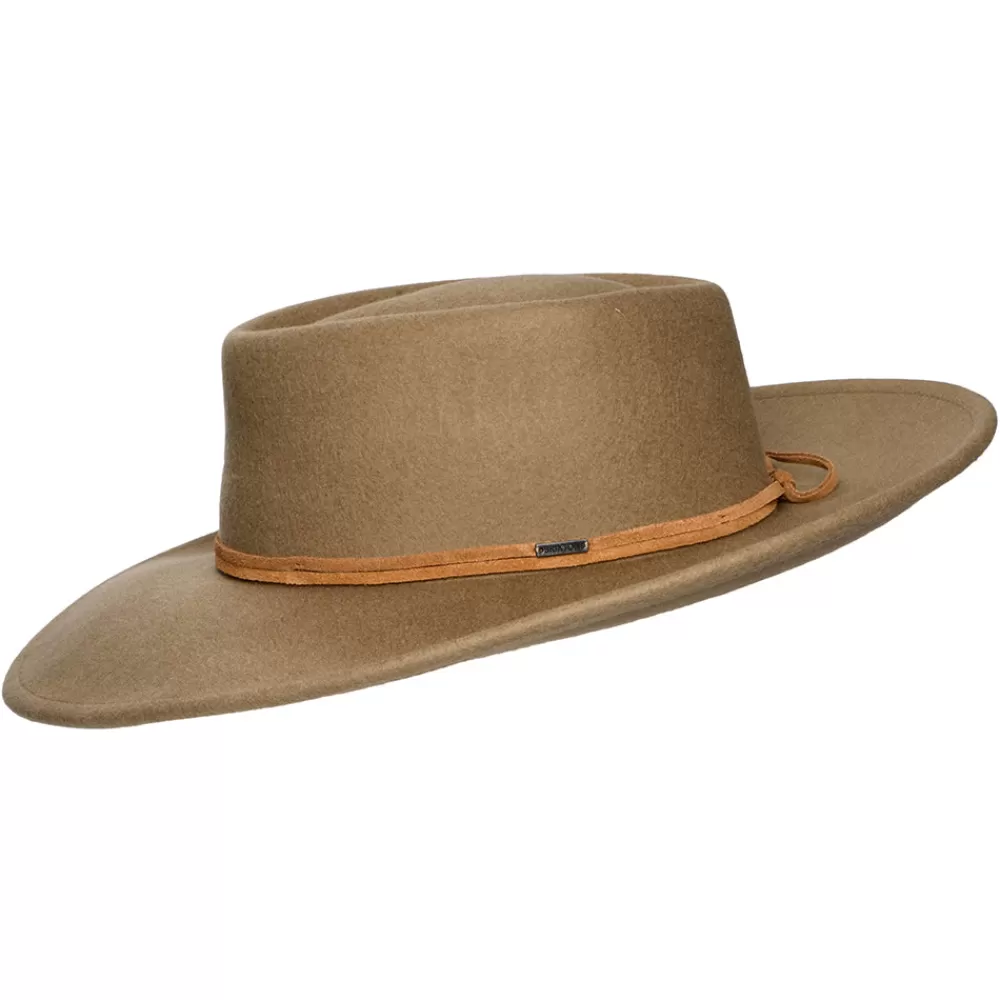 Chapeaux Trilby | Chapeaux Fedora^Brixton Chapeau Fedora Rancher en Laine Feutrée Convertabrim Brenton marron clair