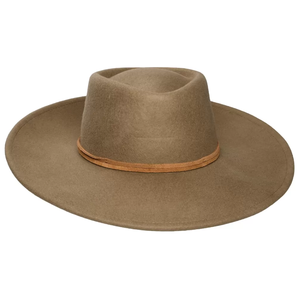 Chapeaux Trilby | Chapeaux Fedora^Brixton Chapeau Fedora Rancher en Laine Feutrée Convertabrim Brenton marron clair