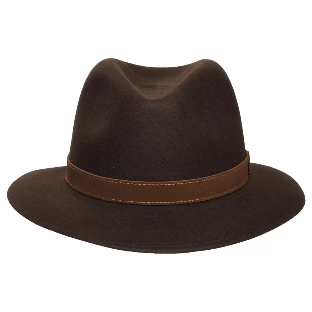 Chapeaux Trilby | Chapeaux Fedora^Borsalino Chapeau Fedora Safari Déformable en Fourrure Feutrée marron