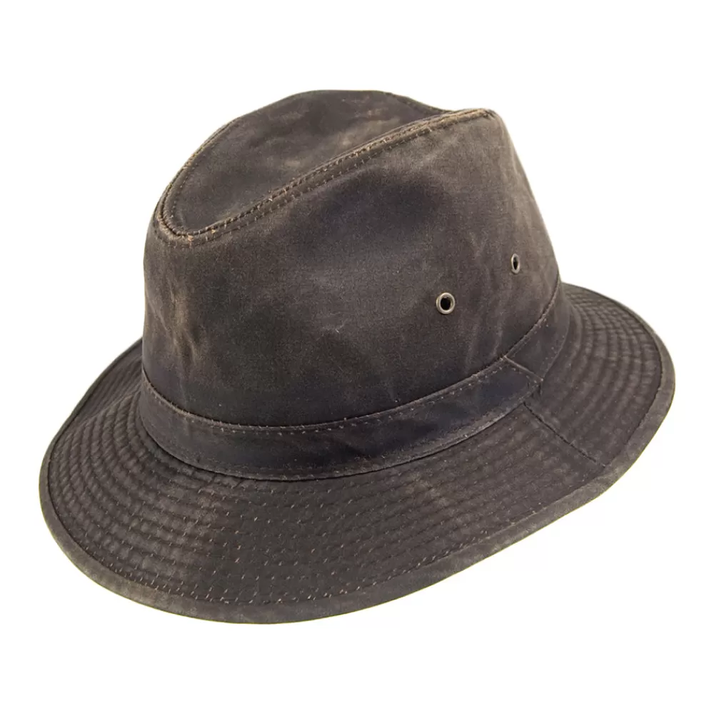 Chapeaux Trilby | Chapeaux Fedora^Dorfman Pacific Chapeau Fedora Safari en Coton à Effet Usé marron