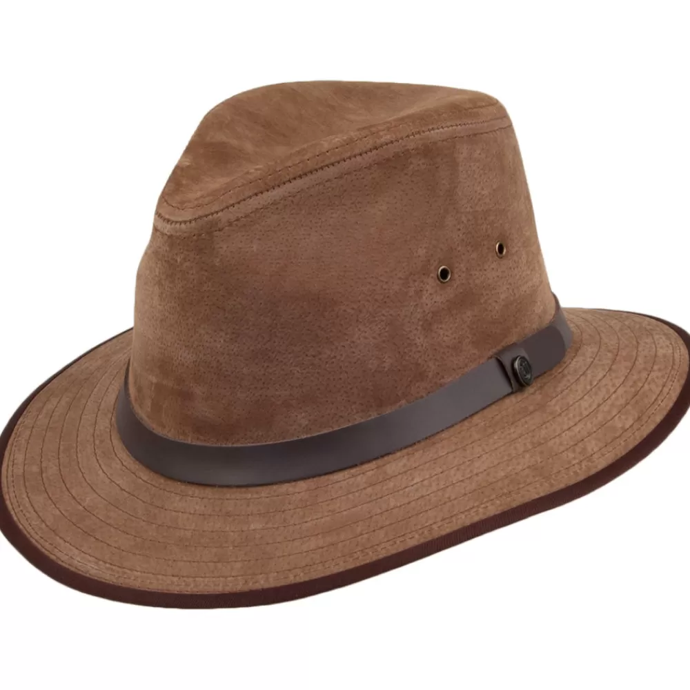 Chapeaux Trilby | Chapeaux Fedora^Jaxon & James Chapeau Fedora Safari en Cuir Nubuck châtaigne JAXON & JAMES
