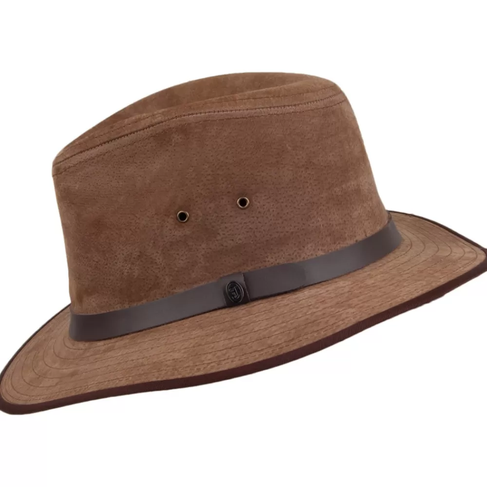 Chapeaux Trilby | Chapeaux Fedora^Jaxon & James Chapeau Fedora Safari en Cuir Nubuck châtaigne JAXON & JAMES