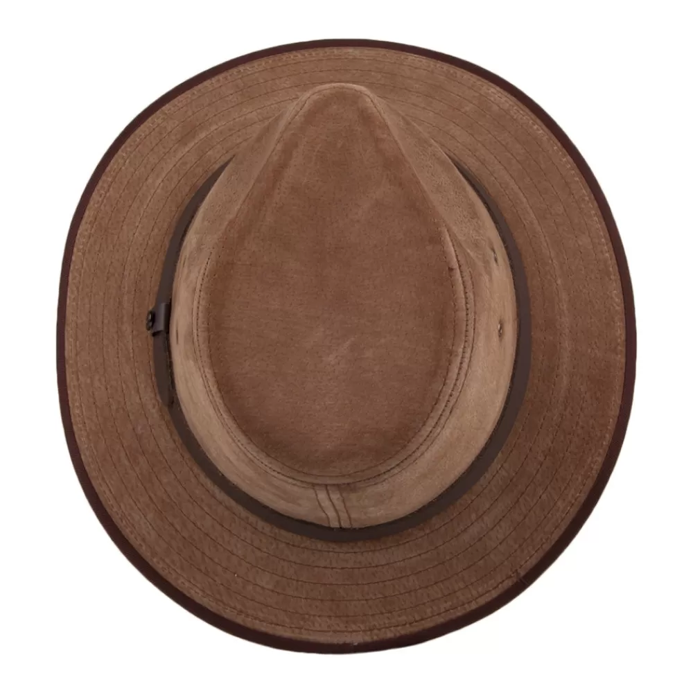Chapeaux Trilby | Chapeaux Fedora^Jaxon & James Chapeau Fedora Safari en Cuir Nubuck châtaigne JAXON & JAMES