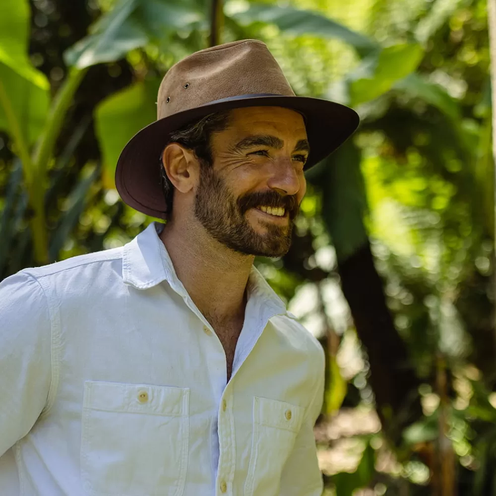 Chapeaux Trilby | Chapeaux Fedora^Jaxon & James Chapeau Fedora Safari en Cuir Nubuck châtaigne JAXON & JAMES