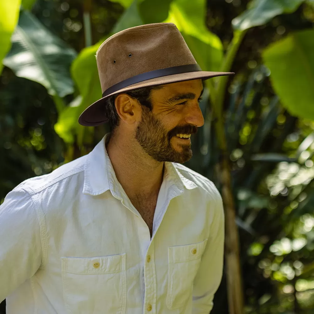 Chapeaux Trilby | Chapeaux Fedora^Jaxon & James Chapeau Fedora Safari en Cuir Nubuck châtaigne JAXON & JAMES