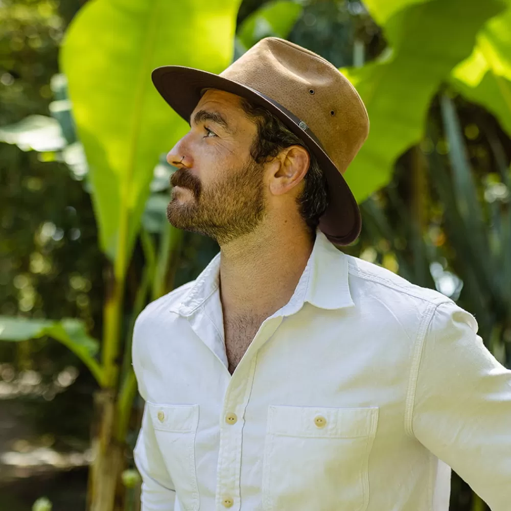 Chapeaux Trilby | Chapeaux Fedora^Jaxon & James Chapeau Fedora Safari en Cuir Nubuck châtaigne JAXON & JAMES