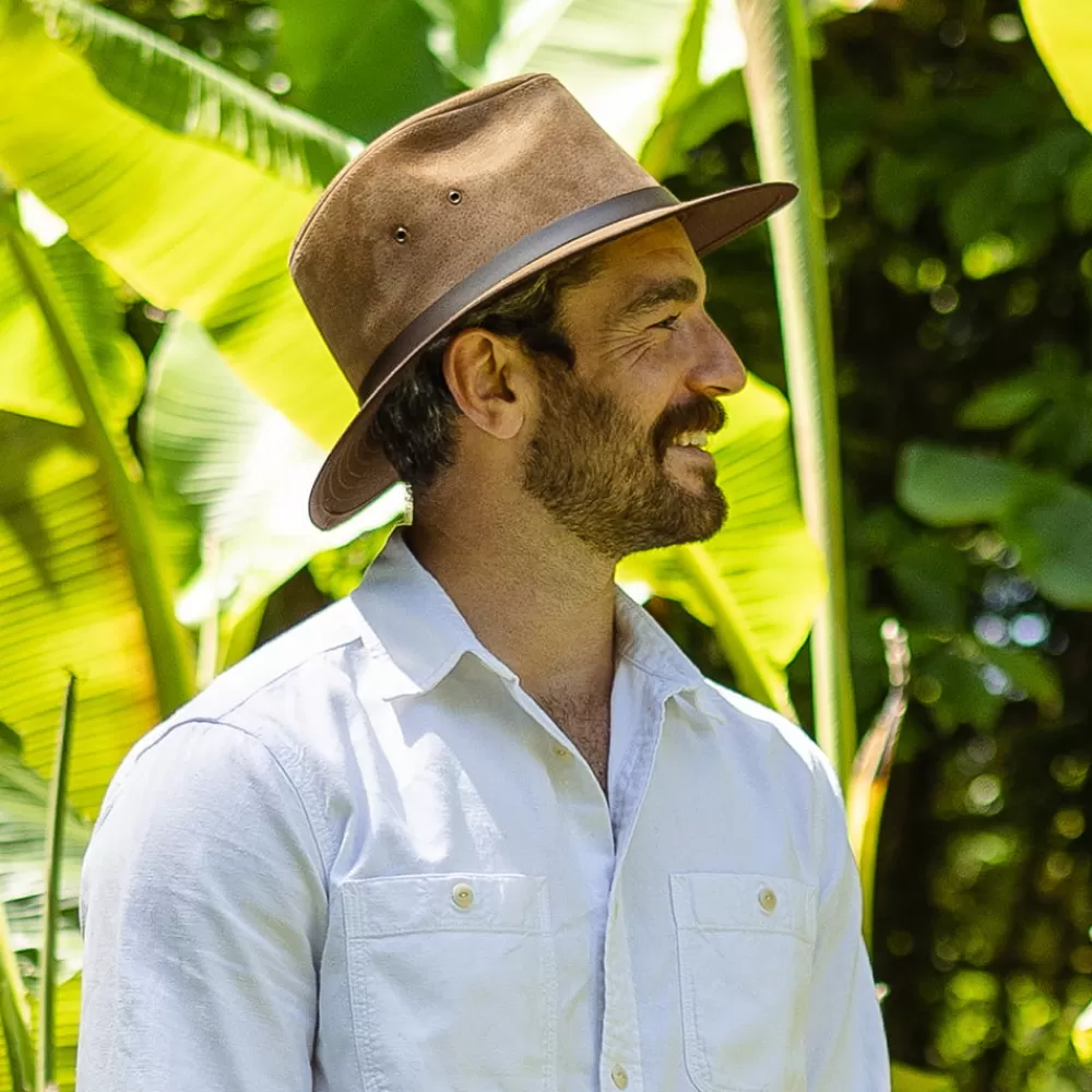 Chapeaux Trilby | Chapeaux Fedora^Jaxon & James Chapeau Fedora Safari en Cuir Nubuck châtaigne JAXON & JAMES
