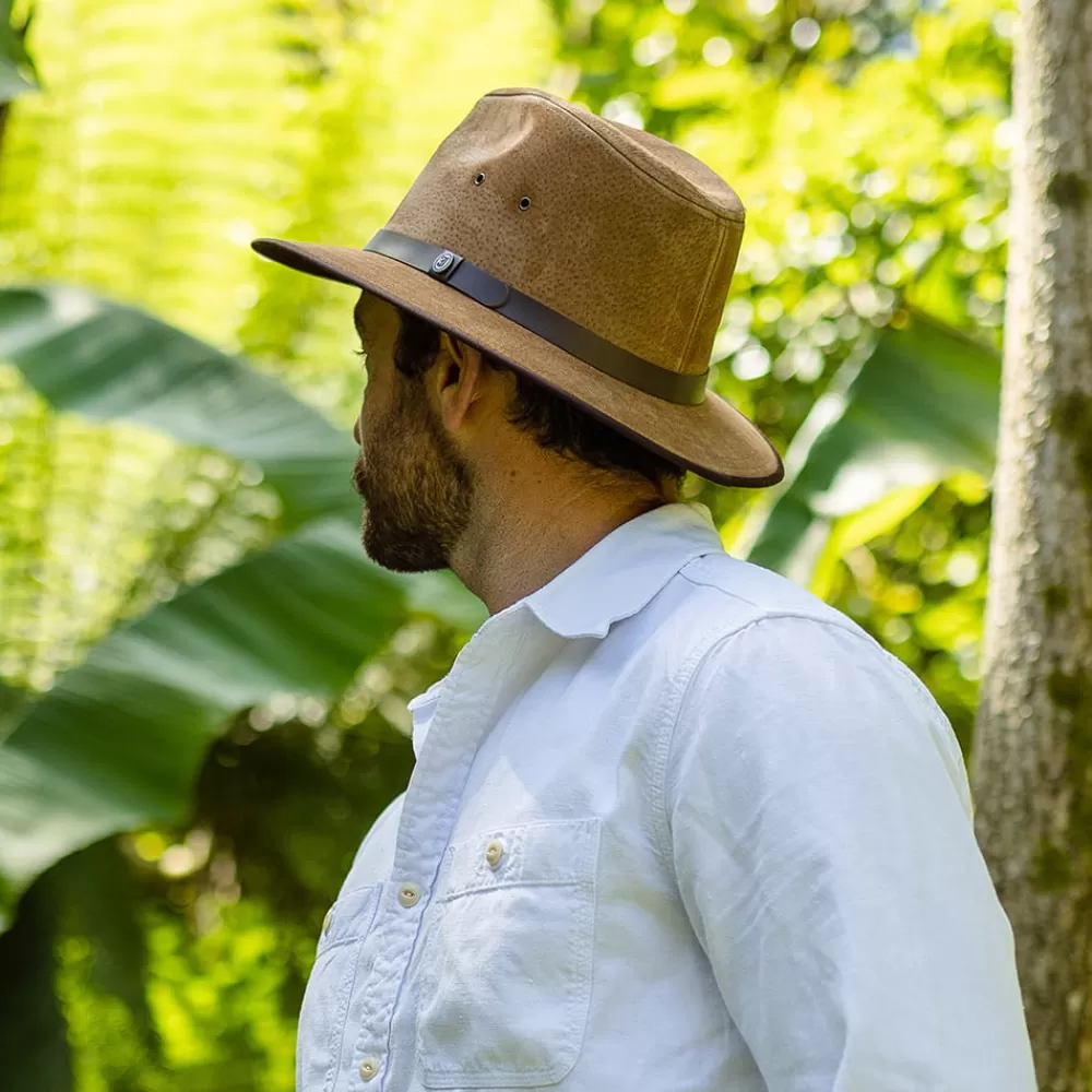 Chapeaux Trilby | Chapeaux Fedora^Jaxon & James Chapeau Fedora Safari en Cuir Nubuck châtaigne JAXON & JAMES
