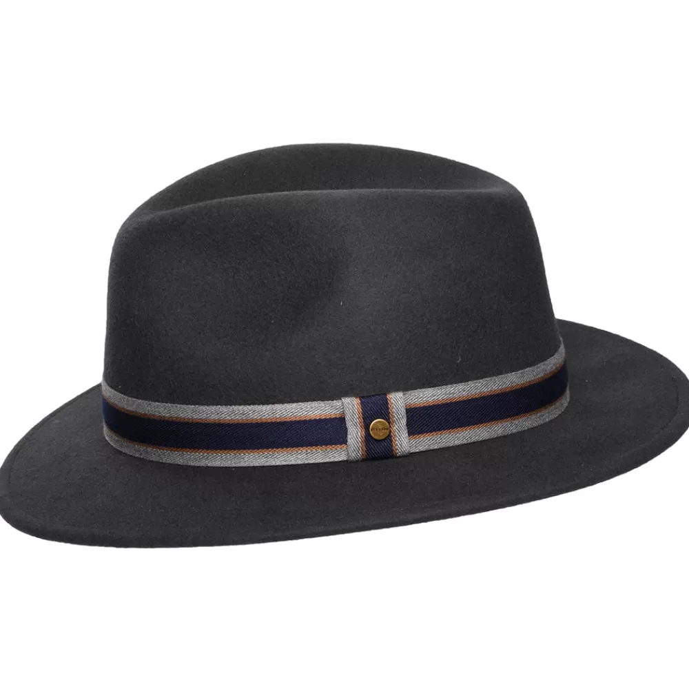 Chapeaux Trilby | Chapeaux Fedora^Stetson Chapeau Fedora Safari en Laine Feutrée Déformable Hydrofuge Valcourt Traveller gris foncé
