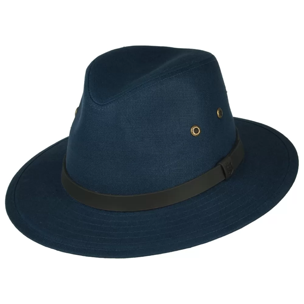 Chapeaux Trilby | Chapeaux Fedora^Failsworth Chapeau Fedora Safari en Lin Irlandais bleu marine