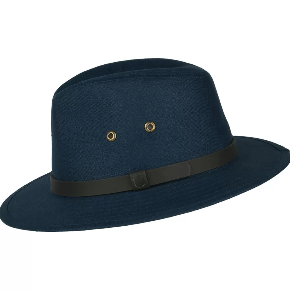 Chapeaux Trilby | Chapeaux Fedora^Failsworth Chapeau Fedora Safari en Lin Irlandais bleu marine