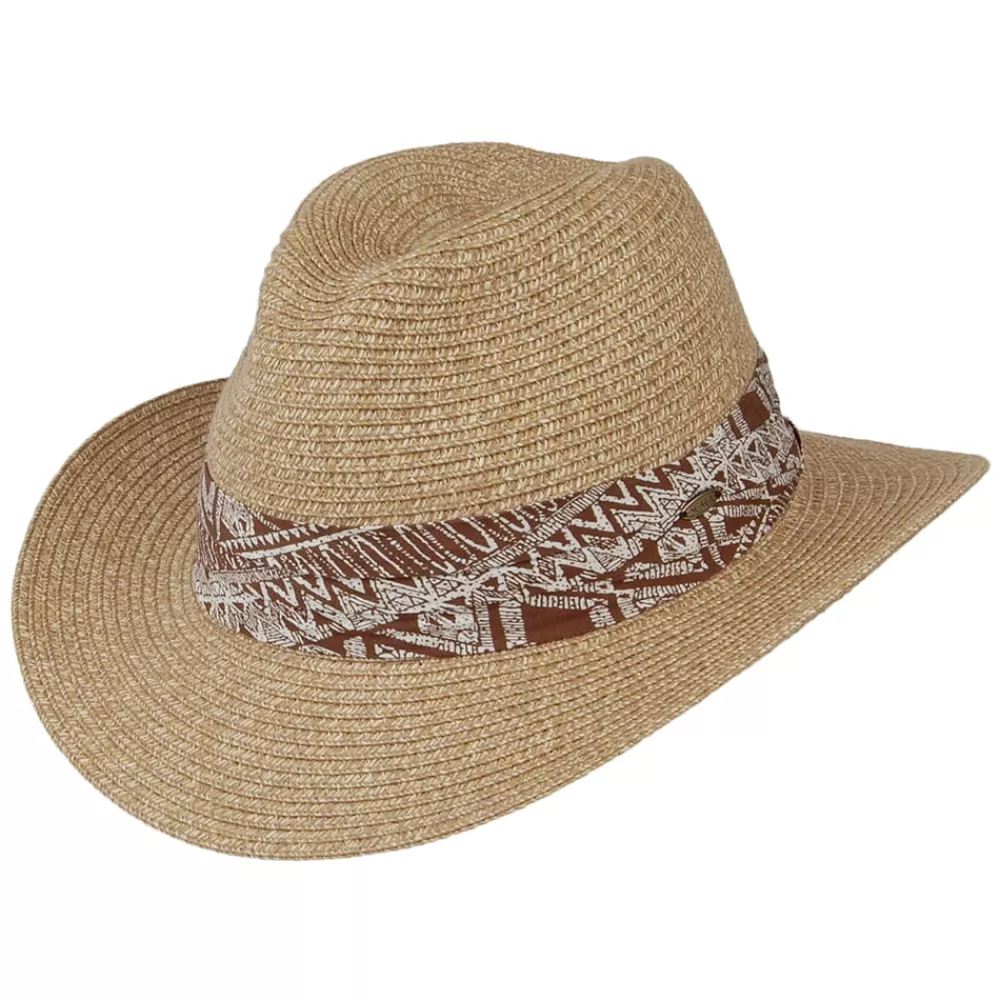 Chapeaux Trilby | Chapeaux Fedora^Scala Chapeau Fedora Safari en Paille Toyo beige sable