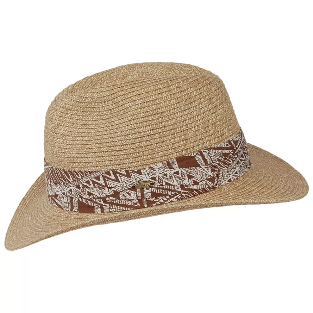 Chapeaux Trilby | Chapeaux Fedora^Scala Chapeau Fedora Safari en Paille Toyo beige sable
