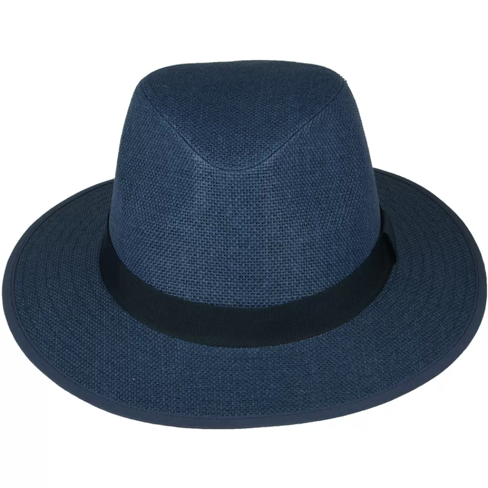 Chapeaux Trilby | Chapeaux Fedora^Failsworth Chapeau Fedora Safari en Paille Toyo bleu marine