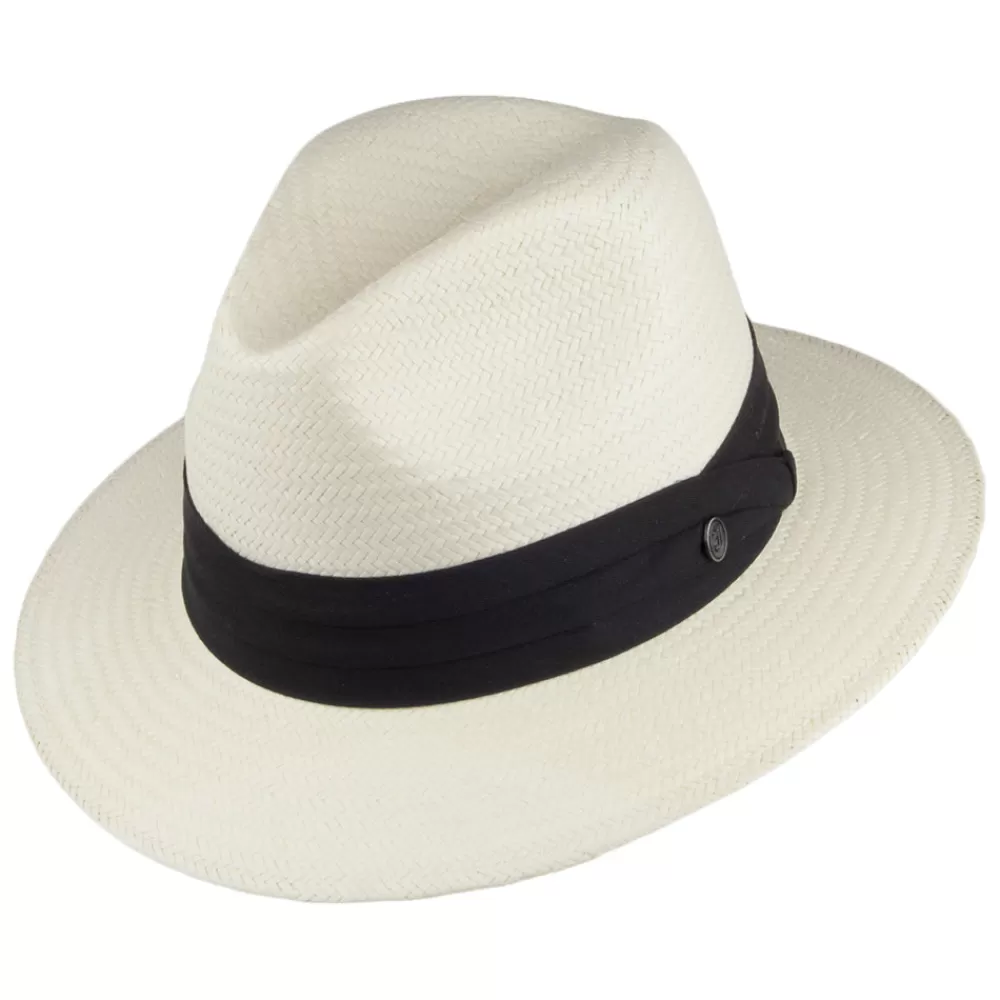 Chapeaux Trilby | Chapeaux Fedora^Jaxon & James Chapeau Fedora Safari en Paille Toyo ivoire avec Bandeau noir JAXON & JAMES