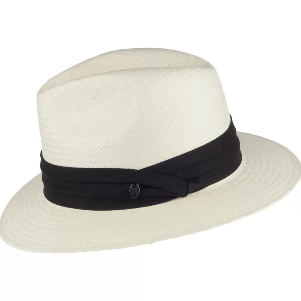 Chapeaux Trilby | Chapeaux Fedora^Jaxon & James Chapeau Fedora Safari en Paille Toyo ivoire avec Bandeau noir JAXON & JAMES