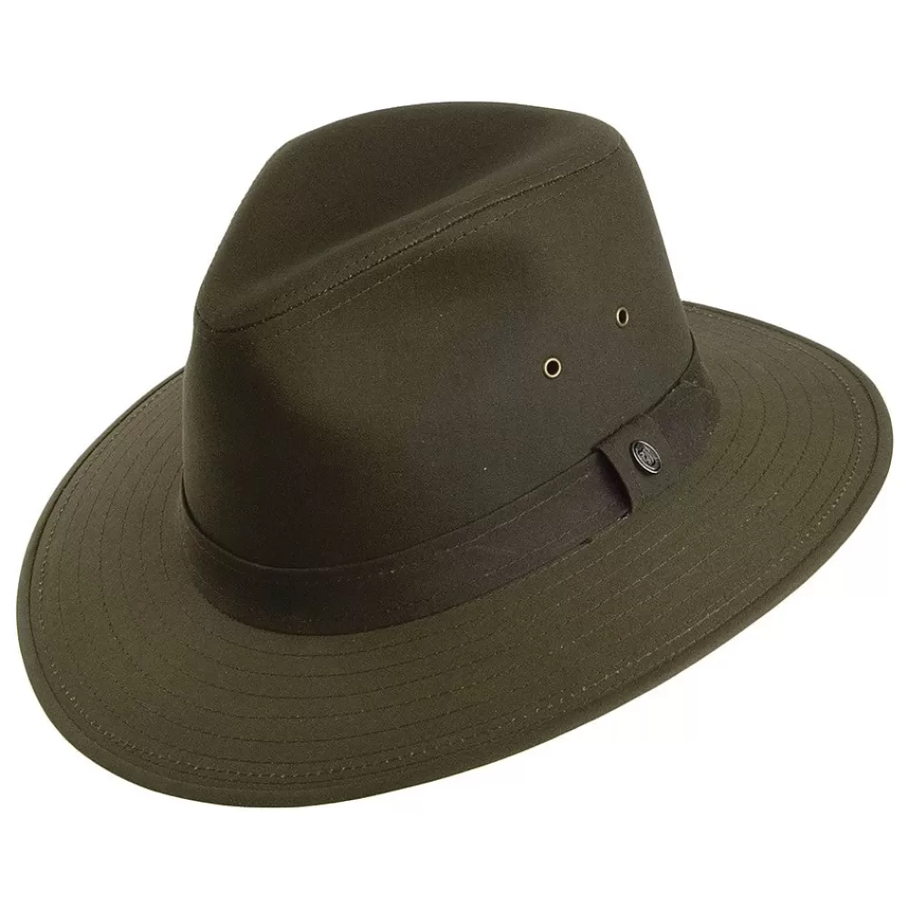 Chapeaux Trilby | Chapeaux Fedora^Jaxon & James Chapeau Fedora Safari en Toile Cirée olive JAXON & JAMES