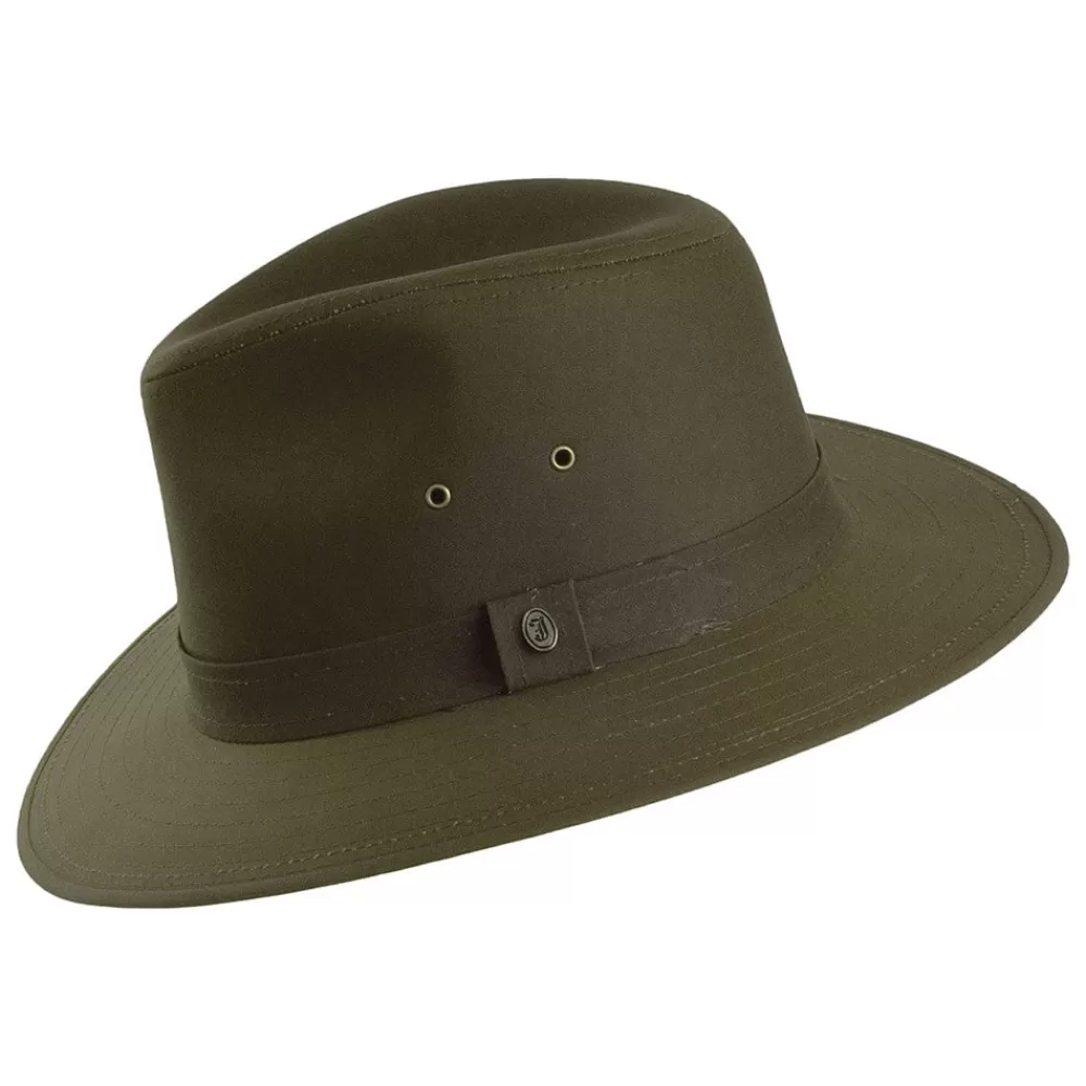 Chapeaux Trilby | Chapeaux Fedora^Jaxon & James Chapeau Fedora Safari en Toile Cirée olive JAXON & JAMES