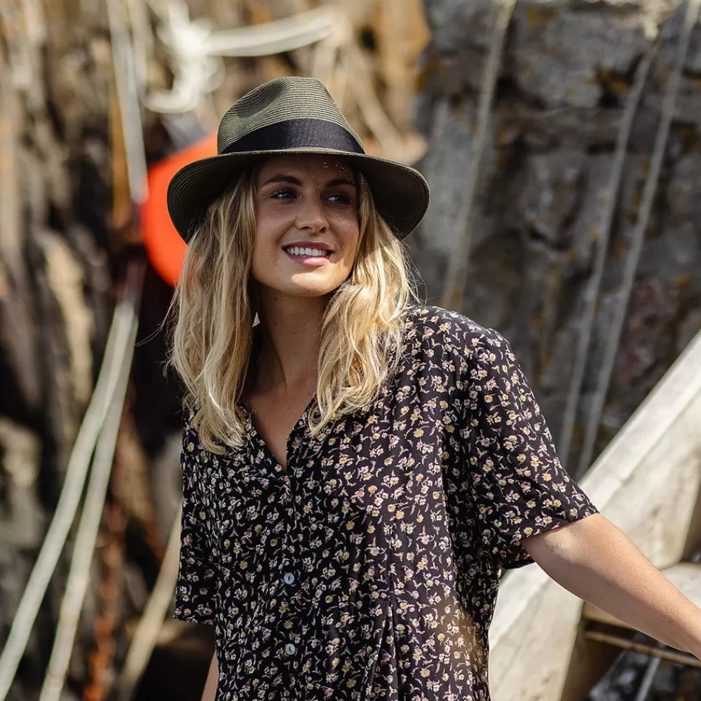 Chapeaux Trilby | Chapeaux Fedora^Jaxon & James Chapeau Fedora Été en Paille Summer C- Crown olive JAXON & JAMES